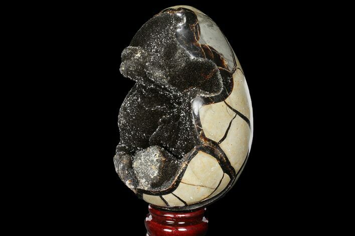 Septarian Dragon Egg Geode - Black Crystals #98889